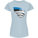 Curled Estonia Flag Estonian Day Football Womens Petite Cut T-Shirt Light Blue