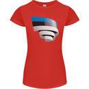Curled Estonia Flag Estonian Day Football Womens Petite Cut T-Shirt Red