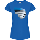 Curled Estonia Flag Estonian Day Football Womens Petite Cut T-Shirt Royal Blue