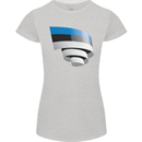 Curled Estonia Flag Estonian Day Football Womens Petite Cut T-Shirt Sports Grey