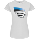 Curled Estonia Flag Estonian Day Football Womens Petite Cut T-Shirt White