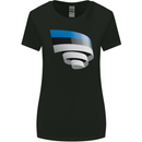 Curled Estonia Flag Estonian Day Football Womens Wider Cut T-Shirt Black