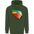 Curled Ethiopia Flag Ethiopian Day Football Childrens Kids Hoodie Forest Green