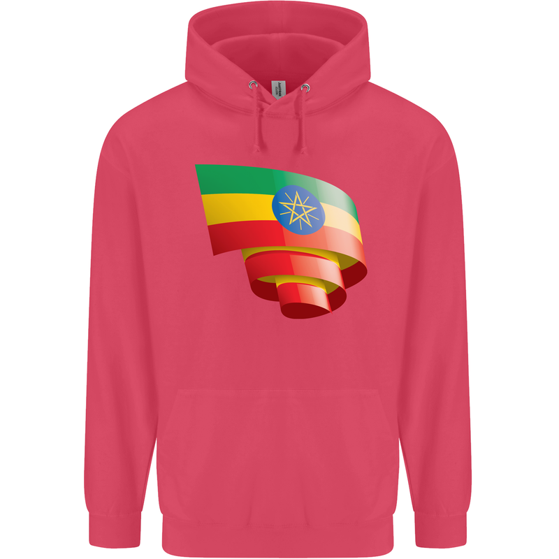 Curled Ethiopia Flag Ethiopian Day Football Childrens Kids Hoodie Heliconia