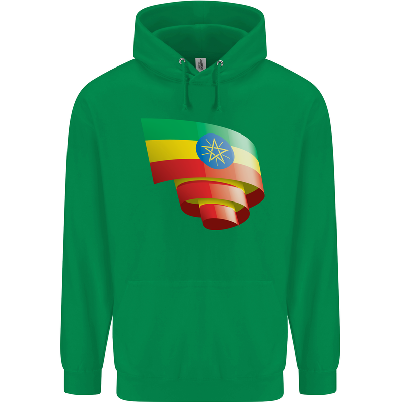 Curled Ethiopia Flag Ethiopian Day Football Childrens Kids Hoodie Irish Green