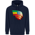Curled Ethiopia Flag Ethiopian Day Football Childrens Kids Hoodie Navy Blue