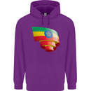 Curled Ethiopia Flag Ethiopian Day Football Childrens Kids Hoodie Purple