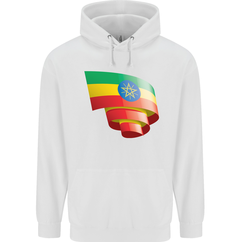 Curled Ethiopia Flag Ethiopian Day Football Childrens Kids Hoodie White