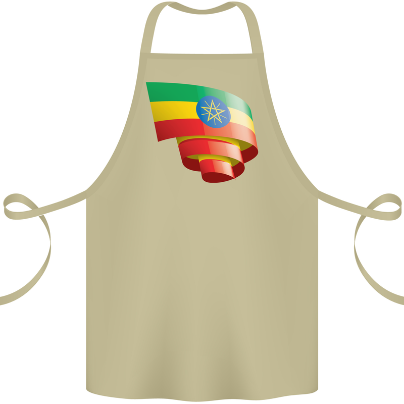 Curled Ethiopia Flag Ethiopian Day Football Cotton Apron 100% Organic Khaki