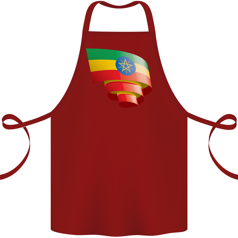 Curled Ethiopia Flag Ethiopian Day Football Cotton Apron 100% Organic Maroon