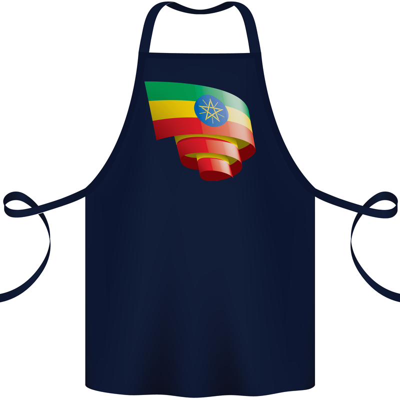 Curled Ethiopia Flag Ethiopian Day Football Cotton Apron 100% Organic Navy Blue