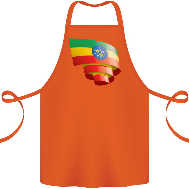 Curled Ethiopia Flag Ethiopian Day Football Cotton Apron 100% Organic Orange