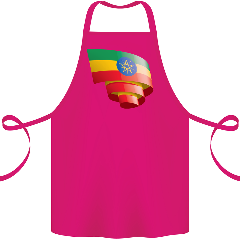 Curled Ethiopia Flag Ethiopian Day Football Cotton Apron 100% Organic Pink