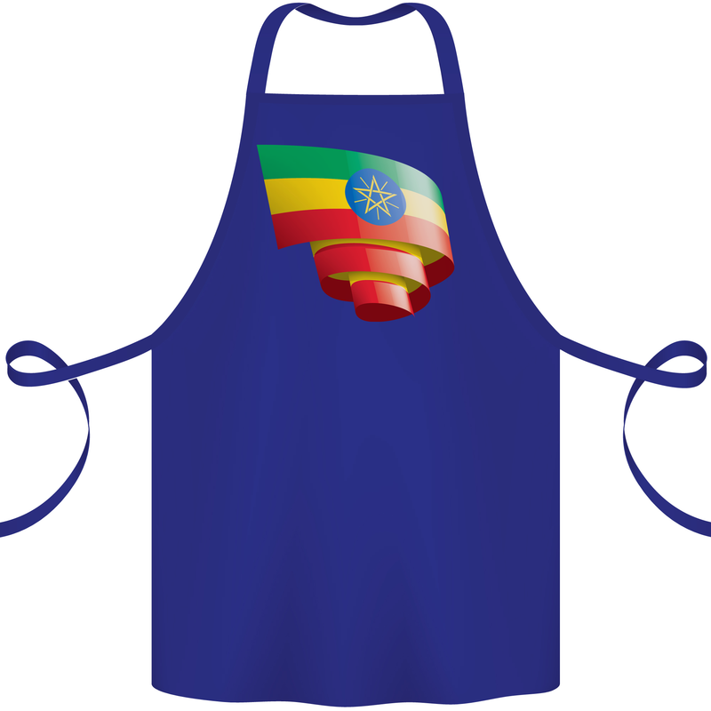 Curled Ethiopia Flag Ethiopian Day Football Cotton Apron 100% Organic Royal Blue