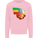 Curled Ethiopia Flag Ethiopian Day Football Kids Sweatshirt Jumper Light Pink