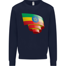 Curled Ethiopia Flag Ethiopian Day Football Kids Sweatshirt Jumper Navy Blue