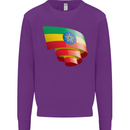 Curled Ethiopia Flag Ethiopian Day Football Kids Sweatshirt Jumper Purple
