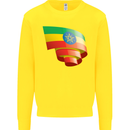 Curled Ethiopia Flag Ethiopian Day Football Kids Sweatshirt Jumper Yellow