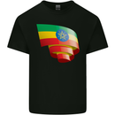 Curled Ethiopia Flag Ethiopian Day Football Kids T-Shirt Childrens Black