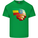 Curled Ethiopia Flag Ethiopian Day Football Kids T-Shirt Childrens Irish Green