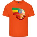 Curled Ethiopia Flag Ethiopian Day Football Kids T-Shirt Childrens Orange