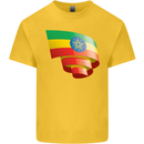 Curled Ethiopia Flag Ethiopian Day Football Kids T-Shirt Childrens Yellow