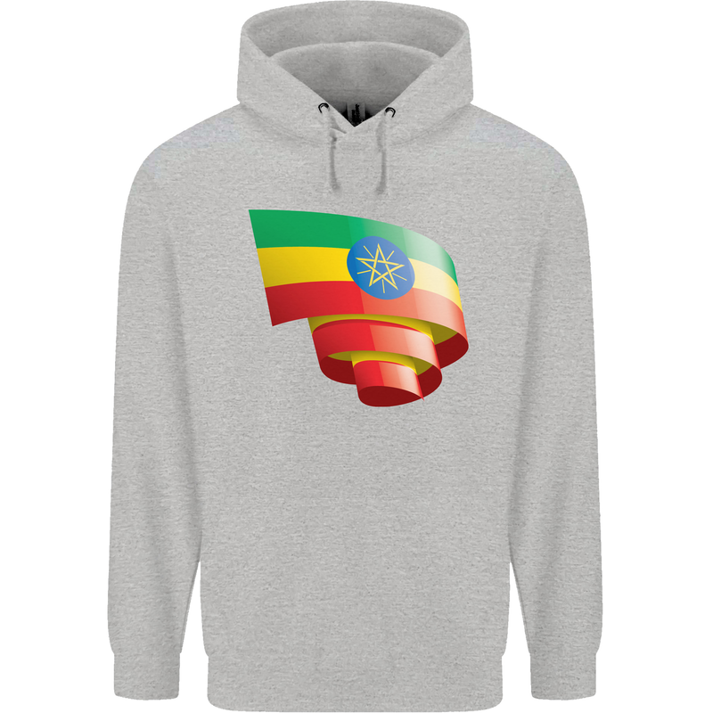 Curled Ethiopia Flag Ethiopian Day Football Mens 80% Cotton Hoodie Sports Grey