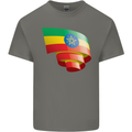 Curled Ethiopia Flag Ethiopian Day Football Mens Cotton T-Shirt Tee Top Charcoal