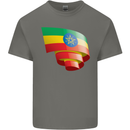 Curled Ethiopia Flag Ethiopian Day Football Mens Cotton T-Shirt Tee Top Charcoal