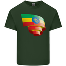 Curled Ethiopia Flag Ethiopian Day Football Mens Cotton T-Shirt Tee Top Forest Green