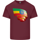 Curled Ethiopia Flag Ethiopian Day Football Mens Cotton T-Shirt Tee Top Maroon