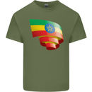 Curled Ethiopia Flag Ethiopian Day Football Mens Cotton T-Shirt Tee Top Military Green