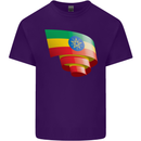 Curled Ethiopia Flag Ethiopian Day Football Mens Cotton T-Shirt Tee Top Purple