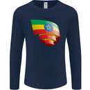 Curled Ethiopia Flag Ethiopian Day Football Mens Long Sleeve T-Shirt Navy Blue
