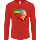 Curled Ethiopia Flag Ethiopian Day Football Mens Long Sleeve T-Shirt Red