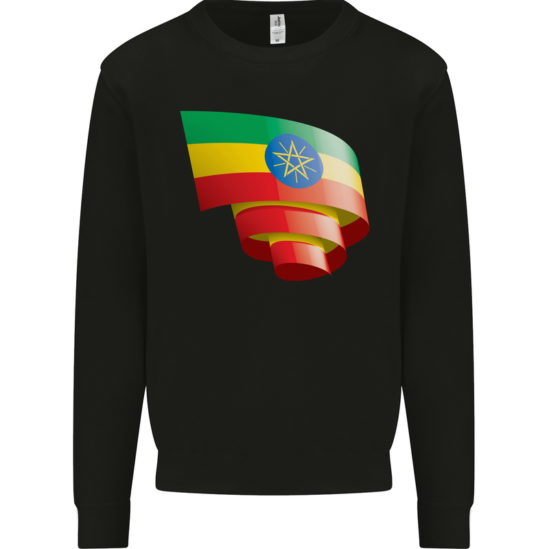 Curled Ethiopia Flag Ethiopian Day Football Mens Sweatshirt Jumper Black