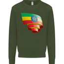 Curled Ethiopia Flag Ethiopian Day Football Mens Sweatshirt Jumper Forest Green