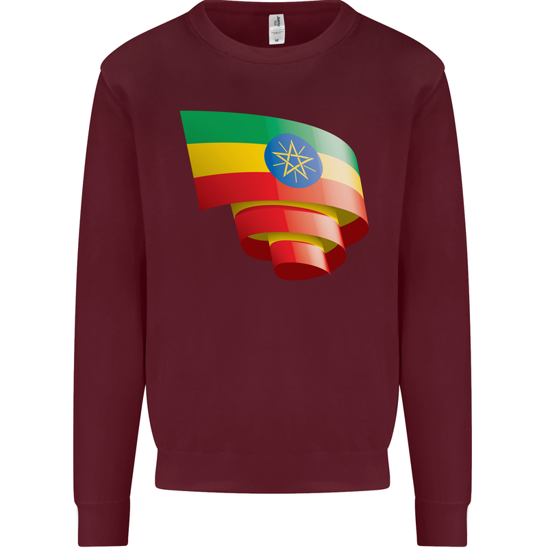 Curled Ethiopia Flag Ethiopian Day Football Mens Sweatshirt Jumper Maroon