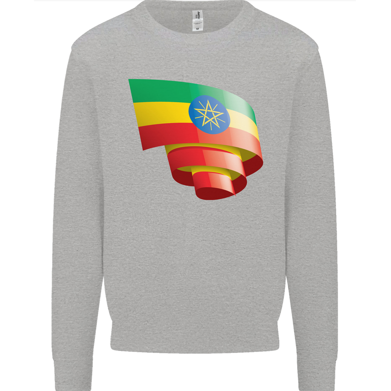 Curled Ethiopia Flag Ethiopian Day Football Mens Sweatshirt Jumper Sports Grey