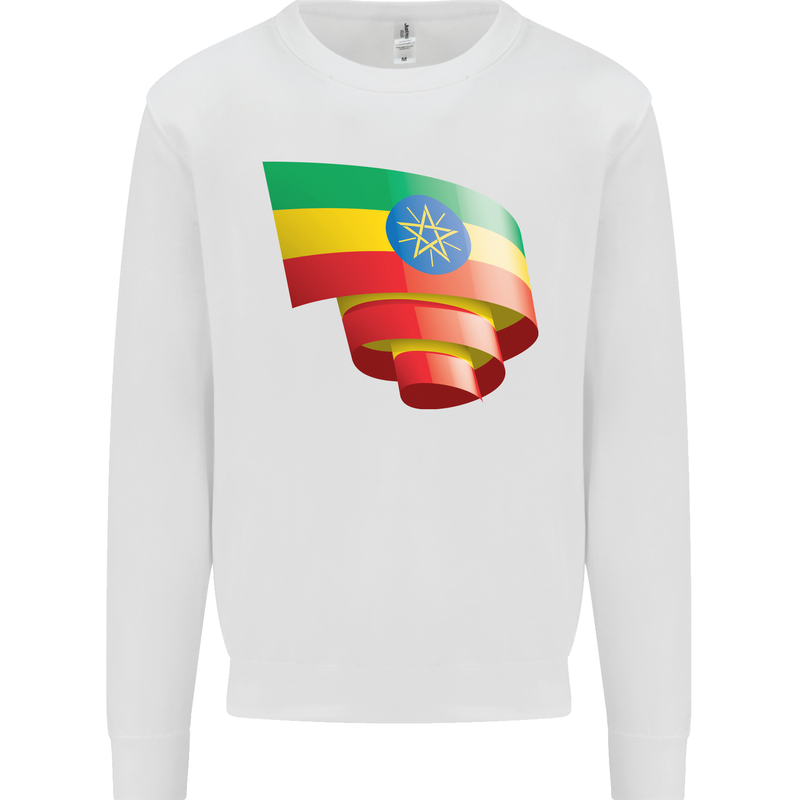 Curled Ethiopia Flag Ethiopian Day Football Mens Sweatshirt Jumper White