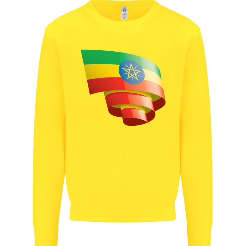 Curled Ethiopia Flag Ethiopian Day Football Mens Sweatshirt Jumper Yellow