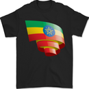 Curled Ethiopia Flag Ethiopian Day Football Mens T-Shirt 100% Cotton Black