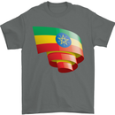 Curled Ethiopia Flag Ethiopian Day Football Mens T-Shirt 100% Cotton Charcoal