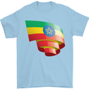 Curled Ethiopia Flag Ethiopian Day Football Mens T-Shirt 100% Cotton Light Blue