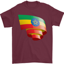 Curled Ethiopia Flag Ethiopian Day Football Mens T-Shirt 100% Cotton Maroon