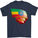 Curled Ethiopia Flag Ethiopian Day Football Mens T-Shirt 100% Cotton Navy Blue