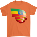 Curled Ethiopia Flag Ethiopian Day Football Mens T-Shirt 100% Cotton Orange