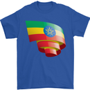 Curled Ethiopia Flag Ethiopian Day Football Mens T-Shirt 100% Cotton Royal Blue