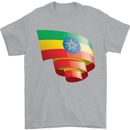 Curled Ethiopia Flag Ethiopian Day Football Mens T-Shirt 100% Cotton Sports Grey