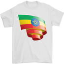 Curled Ethiopia Flag Ethiopian Day Football Mens T-Shirt 100% Cotton White